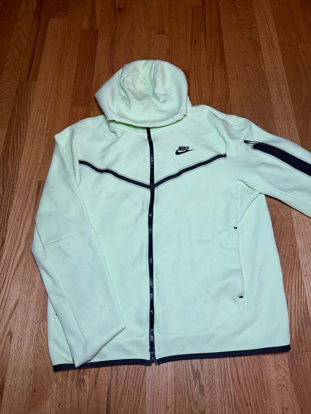 Nike Tech Fleece Full-Zip Hoodie Size M Neon Lime Green Black